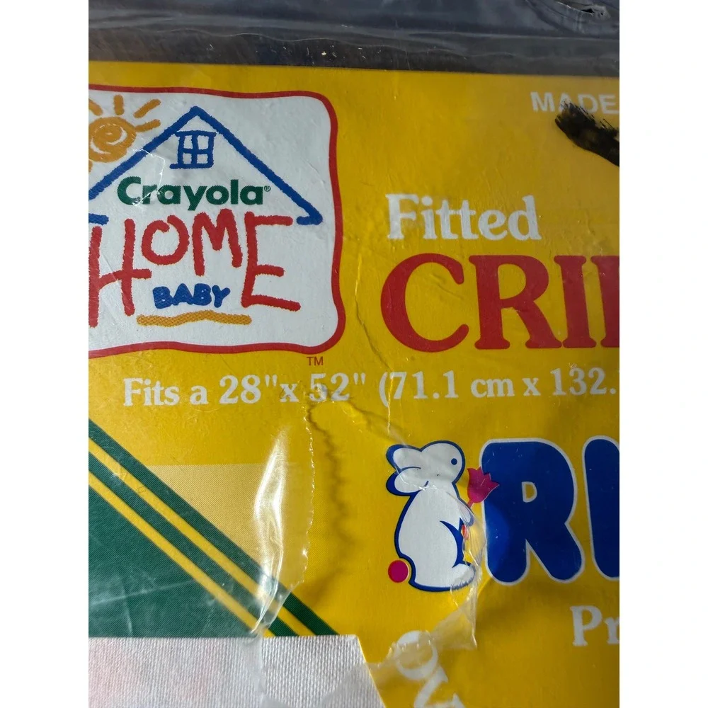 VTG 1994 Crayola Home Baby Riegel Fitted Crib Sheet Cotton Bears Polka Dot NIP
